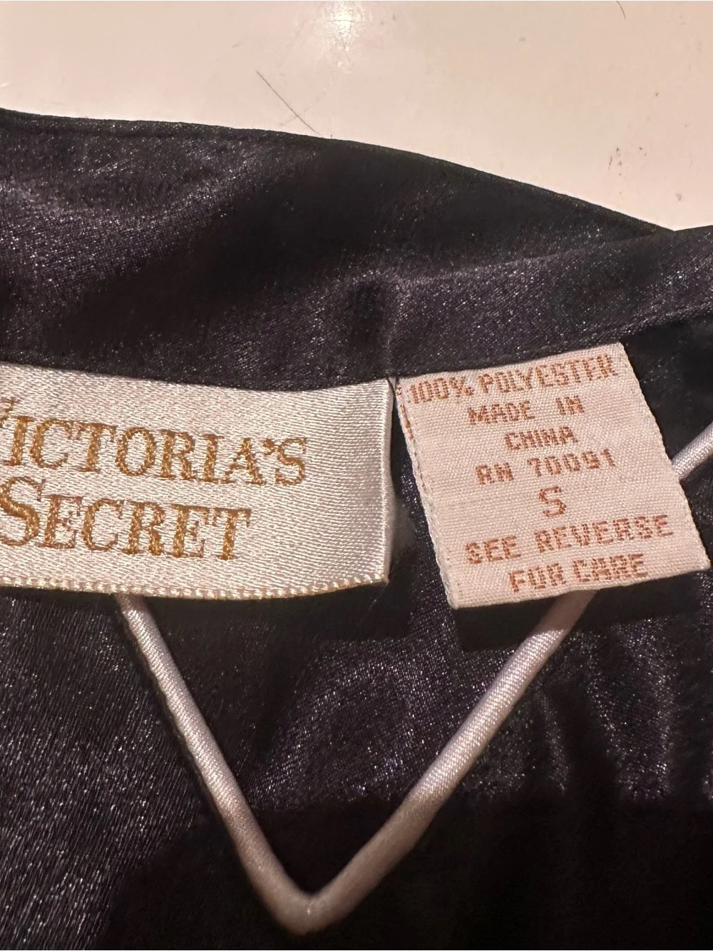 Victoria's Secret Vintage Black Slip Dress with white trim and buttons - small